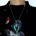 Gift Glow In The Dark Wolf Pendant Necklace Punk Hiphop Animal Sweater Chain Luminous Vintage Glowing Necklace Men Boy. 