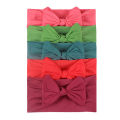 5 Pcs/Set Baby Girl Headband Bows Elastic Hair Band Solid Color Kids Turban Hair Accessories. 