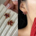 1Pair Fashion New Red Maple Leaf Earrings Simple Personality Women Party Earring ANLAN. 