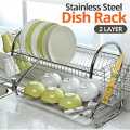 Two Layer Stainless Steel Dish Rack / Dish Drainer Multi function S-Shaped Dish Drying Rack Kitchen Collection. 