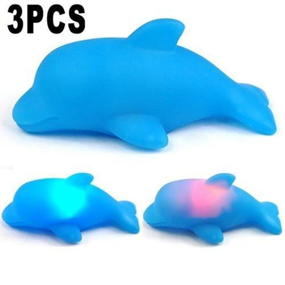 OYPFXMI 3 X LED Light Lamp Change Color (Dolphin Design) --- It switches on automatically when putting in water --- Good Bath Toy for Baby Boy