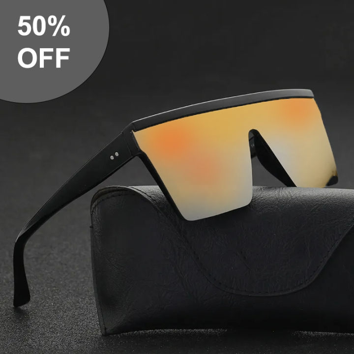 Retro Square Frame Sunglasses Eye Protection Black Frame Modern