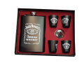 Portable Stainless Steel Jack Daniels Hip Flask with Funnel and four Cups 9OZ. 