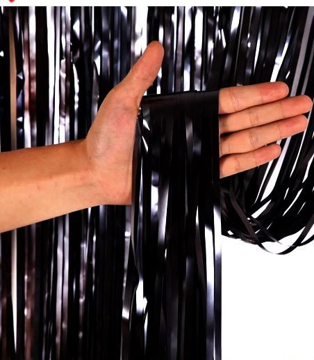 Birthday Black Foil Curtain Fringe Party Backdrops Balloon