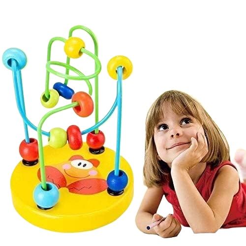 Wooden Toy Puzzle Toy for Kids Maze Toy Sliding Beads Toy Colorful Roller Coaster Counting Beads Toy Montessori