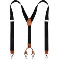 Cowhide Leather Suspenders 2.5cm Width 4 Hooks Men/Women Suspender Y Back Adjustable Retro Elastic Trouser Braces. 