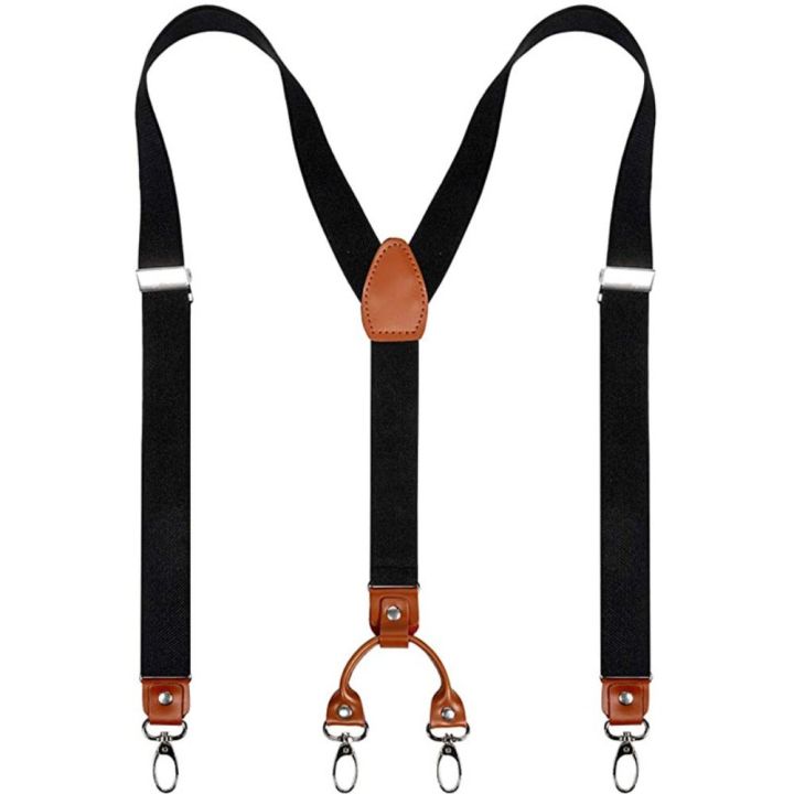 Cowhide%20Leather%20Suspenders%202.5cm%20Width%204%20Hooks%20Men/Women%20Suspender%20Y%20Back%20Adjustable%20Retro%20Elastic%20Trouser%20Braces%20-%20Image%202
