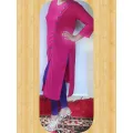 Ladies long side button top with button color legging. 