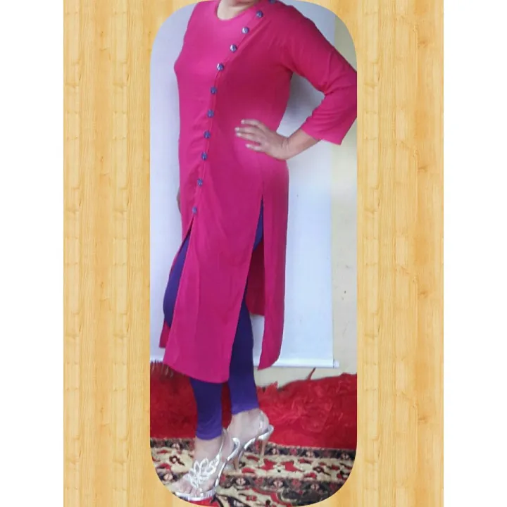 Ladies long side button top with button color legging