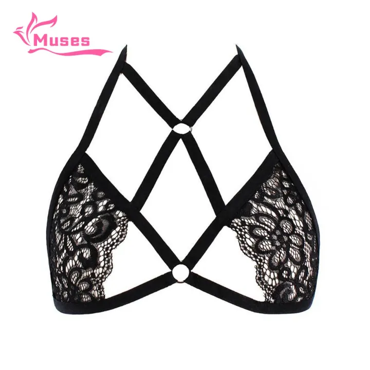 Muses Mall Women See-through Solid Color Lace Backless Slimming Temptation Push Up Bra