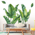 Surface Waterproof Background Home PVC Nursery Strong Stickiness Stickers Mural Art Home Decor Green Leaves Plant. 