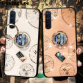 CasingLee For OPPO F15 case Navigation Magnetic Ring Holder Luxury Diamond clock Mirror Back Cover OPPO F15 Phone cases cover Luxury with Lanyard For girls and Boys. 