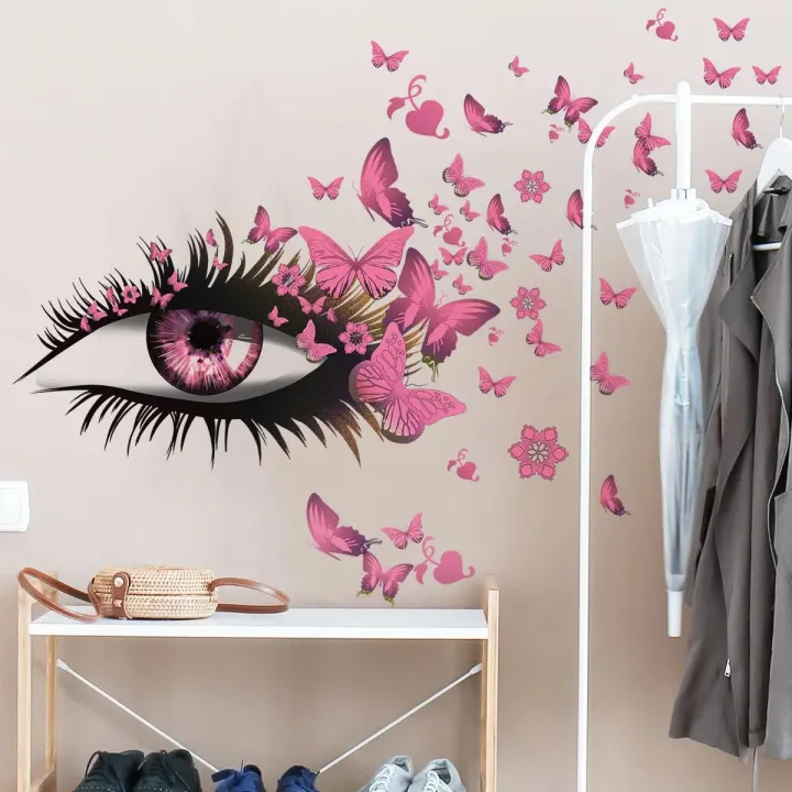 Creative Beautiful Girl Eyelashes Wall Sticker Room Living Room ...