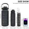 3 in 1 Motivational Water Bottle, Spirit GYM Gallon with Time Marker Large Capacity, Leakproof BPA Free Fitness Sports Water Bottle. 