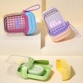 Cartoon Dopamine Soap Box Leak-Proof Portable Plastic Soap Holder with Drain Tray Locking Buckle Soap Container Keep Soap Dry. 