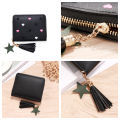 Cute design Women small wallet Stylish Small-sized Zipper closure Ladies mini tassel wallet with tassel PU leather material Cute girl short zipper wallet for Daily use Travel Parties Girls' night out. 