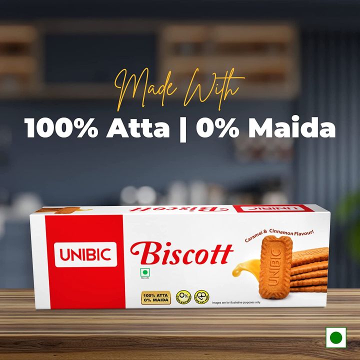 Unibic Biscott in Caramel and Cinnamon Flavour 250g, Traditionally Baked Atta Biscuit, No Maida, Crunchy and Healthy