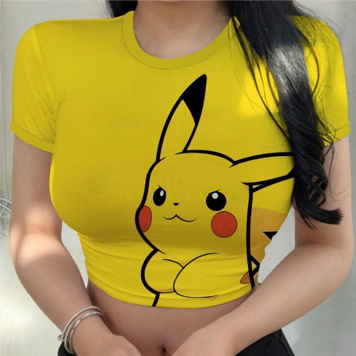 Women's T shirts summer 2023 Harajuku Y2K anime sexy Pokémon clothing kawaii clothes T shirt fashion Pikachu crop top new tops