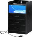 VTEC HOME Modern Lighted Bedside Table with 3 drawers / Side Table / End Table /Nightstand / Bedside Cabinet / Bedroom Furniture / Drawer Cupboard / Modern Furniture / Living Room Furniture / Lighted Furniture / Modern Bedside Cupboard - WLBC 1700. 