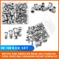 304 Stainless Steel Pop Rivet Nuts Kit, Flat Rivnuts with Bolts & Screws - Assortment Kit 8-32, 10-24, 1/4-20, 5/16-18. 