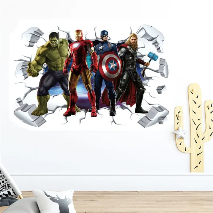 wall%20stickers%20Spiderman%20Avengers%20Wall%20Sticker%20Children%20Bedroom%20Wallpaper%20Boys%20Kids%20Room%20Poster%203d%20Self-adhesive%20Vinyl%20Decals%20Home%20Decor%20Mural%20-%20Image%206