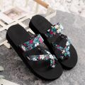 Women Floral Flip Flops Beach Fashion Slippers Thick Bottom Flip Flops Newest Summer Casual Fashion Dressy Daily Women Sandals. 