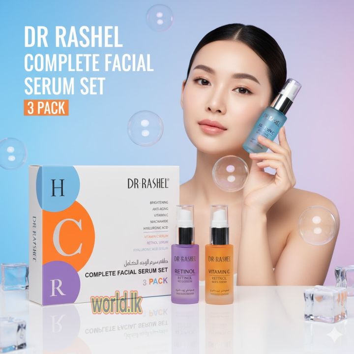 DR RASHEL Complete Facial Serum Set (cfss) 3 Pack - Vitamin C Serum / Retinol Serum / Hyaluronic Acid Serum