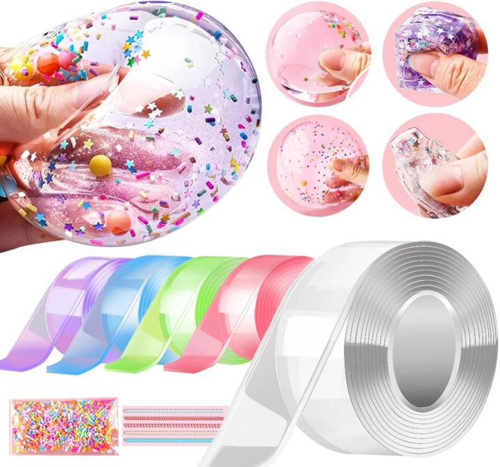 DIY Blowing Bubble Making Kit Double Sided Nano Tape Elastic Bubbles Balloon Craft Kit Fidget Toys and Party Favors