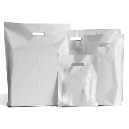 Textile Plain white Bag Polythene Bags with handles 12" x 16" Tulip Bag