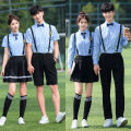 Korean Style School Uniform Suit Female Student Clothes Spring and Summer Short Sleeves College Style Junior High School Student Two-Piece Suit British Style Sportswear. 