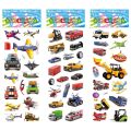 12 Different Sheets Cartoon Car Sticker 3D Stickers Toys Airplane Vehicles for Children Diary Notebook Decoration Gifts. 
