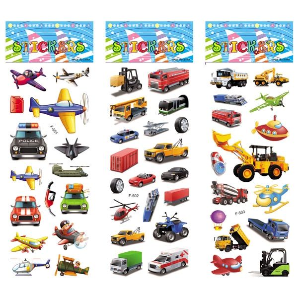 12%20Different%20Sheets%20Cartoon%20Car%20Sticker%203D%20Stickers%20Toys%20Airplane%20Vehicles%20for%20Children%20Diary%20Notebook%20Decoration%20Gifts%20-%20Image%205