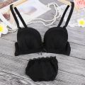 Summer Wireless Thin Bra Development Period Girl's Underwear Panties Set Junior and Senior High School Students Small Sized Bra Gather. 