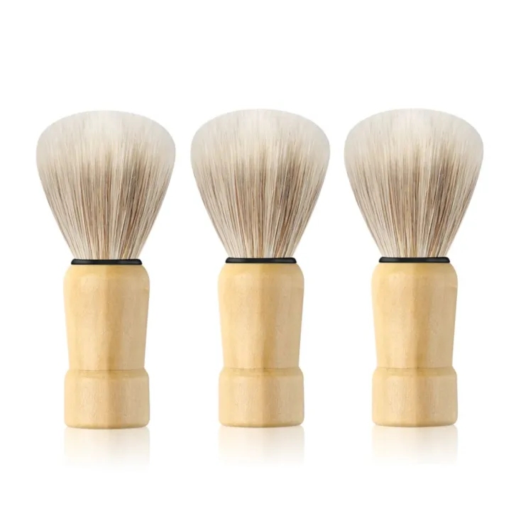 3Pcs WHITE CLOUD Shaving Brush Wooden Handle Barber Salon Neck Shaver Saloon Shave Brushes 3 in 1