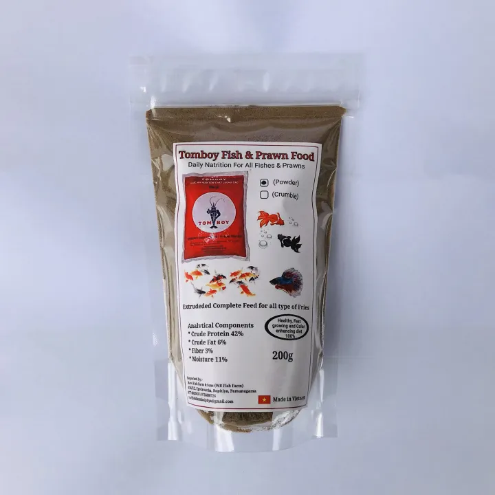 Tomboy Fish & Prawn Food Powder 200g Daily Natrition For All Fishes & Prawns