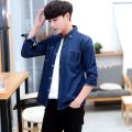 New Denim Shirt Long Sleeve Slim Korean Style Summer Shirt for Boys 2024 Spring Thin Coat Trendy Men's Top. 
