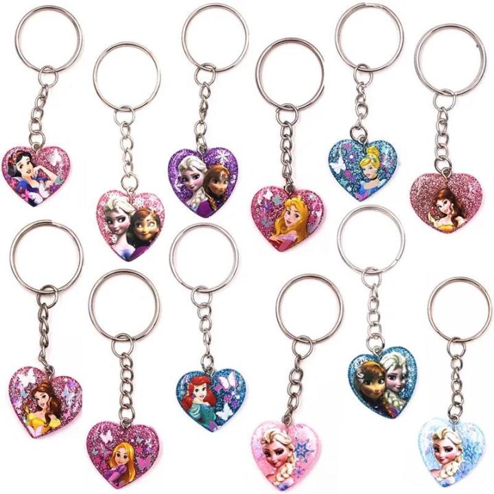 Princess Key Racks 1PCS Resin Shiny Keychain Disney Princess Elsa Snow White Key Rings Key ...