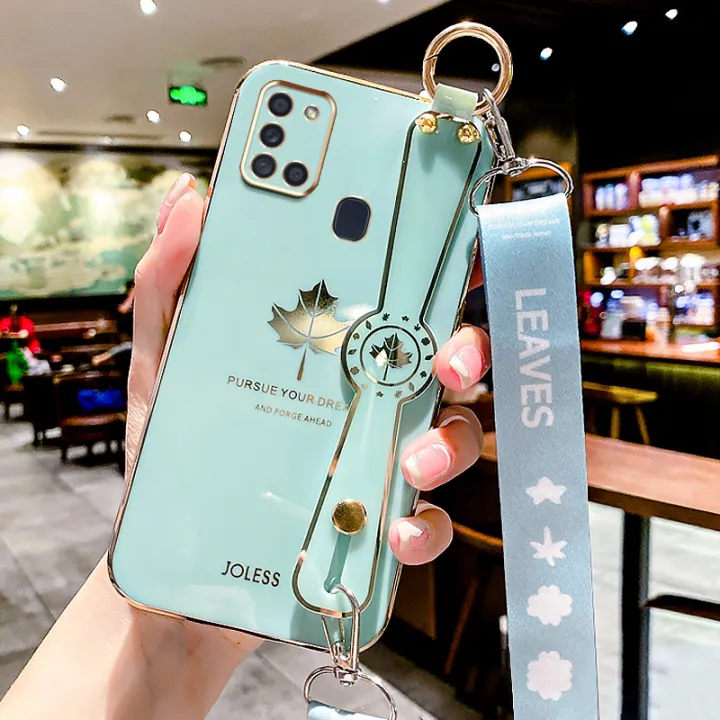 For%20Samsung%20Galaxy%20A21s%20Back%20Cover%20with%20Lanyard%20+%20Wristband%20Fashion%20Shiny%20Maple%20Leaf%20Plating%20Bumper%20Stand%20Holder%20Case%20Camera%20Protection%20Soft%20Silicone%20Mobile%20Phone%20Cases%20-%20Image%203