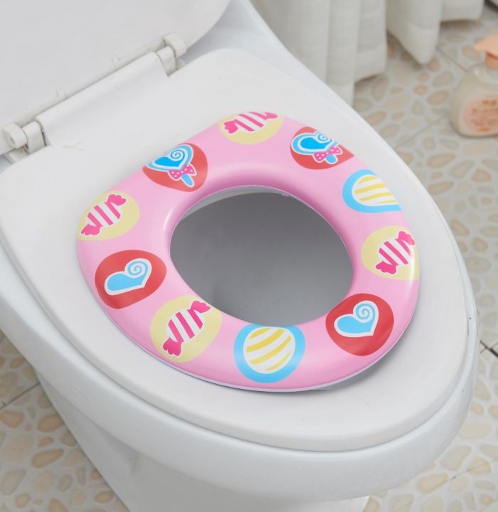 High Quality Kid's Safe Potty Soft Toilet Seat Cover Girls Color Design - Pink