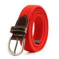 Canvas Elasticated belts Mens womens PU leather Canvas stretch belt Elasticated PU leather trim belt for Casual wear use Adjustable fit Accessory for jeans Suitable for all occasions. 