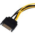 SATA 15 pin to 6 Pin Power Cable 3-Pack 15 pin SATA to 6 pin pci Express power Adapter cable - 8 Inch. 