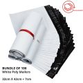100 Large Courier Bags Flyers Poly Mailer Plastic Envelopes - Matte White - 32cmX 42cm. 