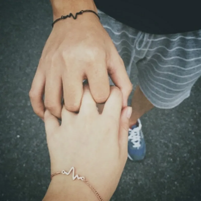 Long Distance SSKFHGI New Metal Couple Heartbeat Cardiogram