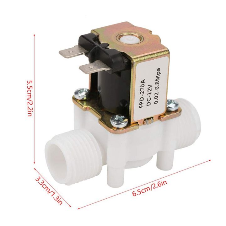 Dc12V N/C Normally Closed Water Solenoid Valve G1/2-Inch Plastic  Solenoid Valve for Water Dispenser