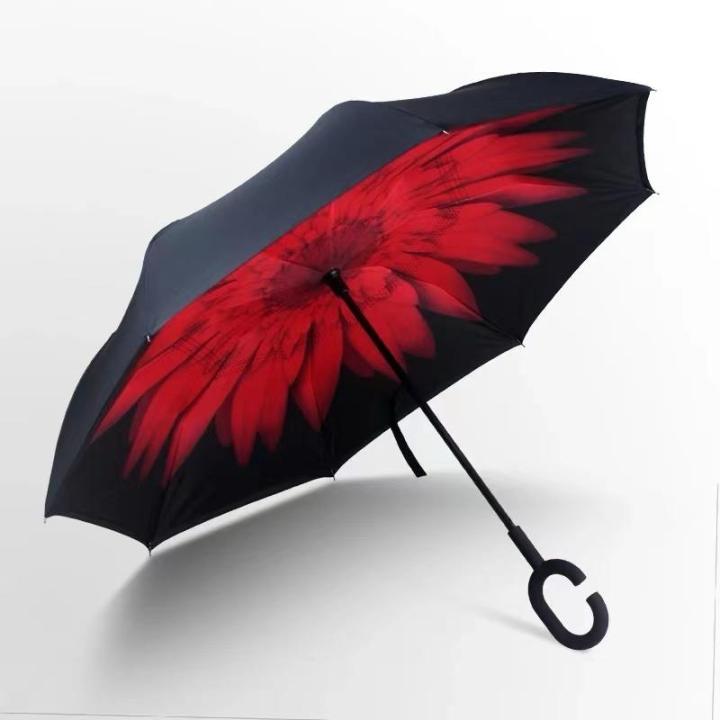 C Handle  Car Outdoor Double Layer Folding Reverse Inverted Umbrella