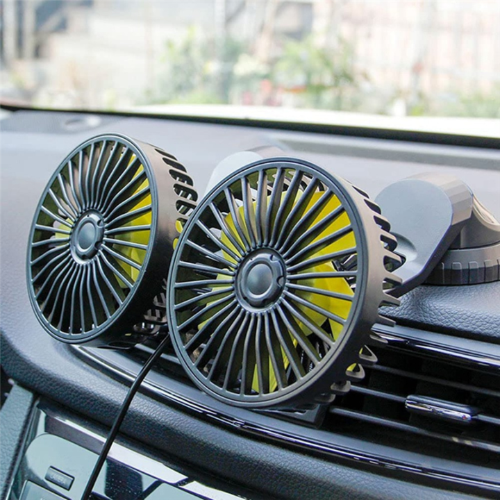 Adjustable Dual Head Fan for Car – USB Powered, 3-Speed Universal ...