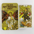 【Salt & Story】Metal Box Gilded Golden Art Nouveau Tarot Cards Deck With Paper Guidebook English Vision Board Games For Party. 