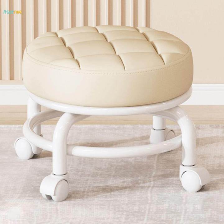 360° Rotating Roller Stool Round Multiuse Swivel Chair Small Pedicure Stool Lightweight Pulley