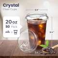 12/16/20/24oz Clear Plastic Cup with Lids 50 Set Disposable Cups for Iced Coffee or Juice Party Smoothie Milkshake Cold Drinks. 