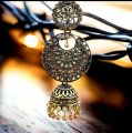 Dull gold earing Fashion Bollywood Traditional Indian Wedding Jumkaana jimikki Earrings with white pearl for women/girls. 